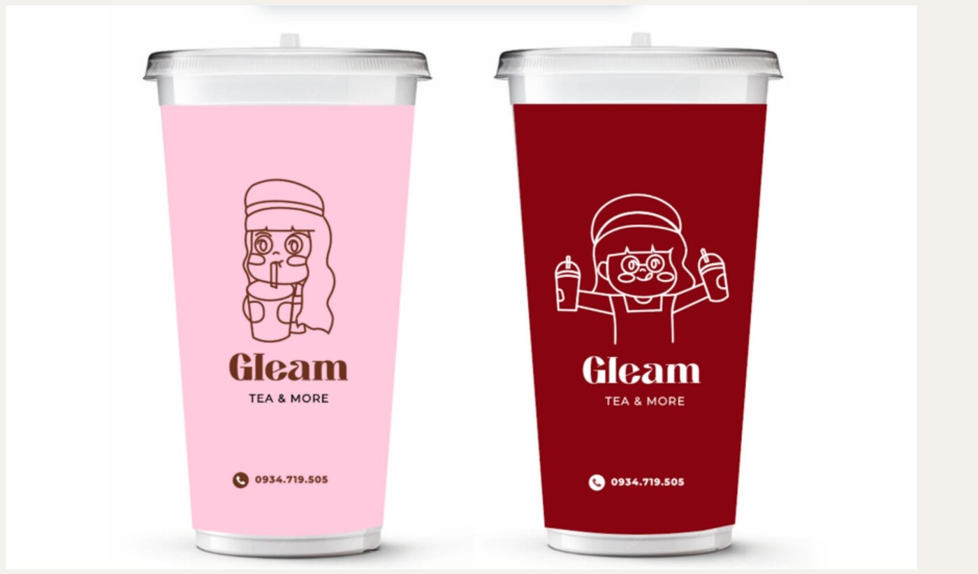 Gleam cups in pink and deep red