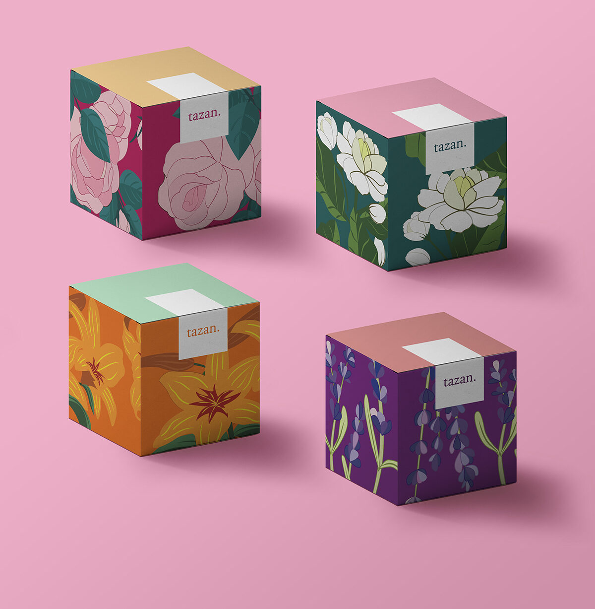 tazan candle boxes, four scents